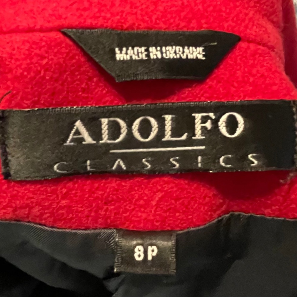 ADOLFO CLASSICS Vintage 90s Red 100% Wool Double Breasted Long Coat 8P Ukraine - Picture 12 of 12